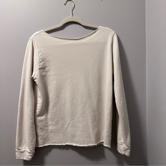 Sweatshirt handmade with old wounds up cycle cracked graphic raw hem - Picture 4 of 7